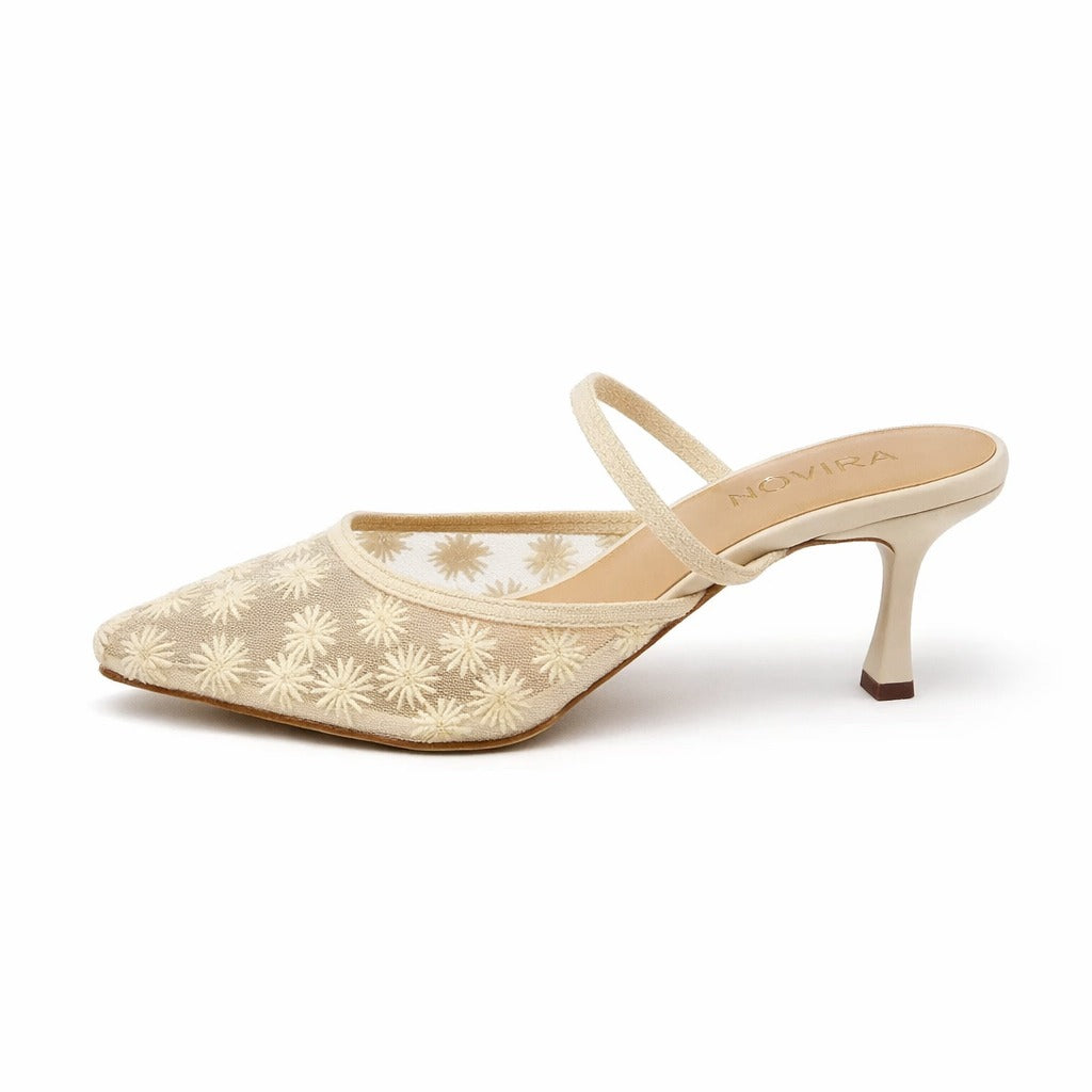 Floral Slingback Heels - D9