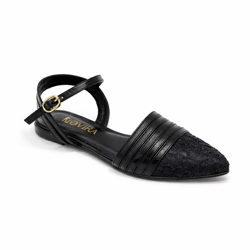 Elegant Lace Flat Slingbacks - A145