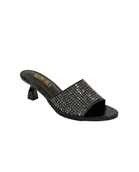 G12 — Rhinestone Kitten Heel Slide