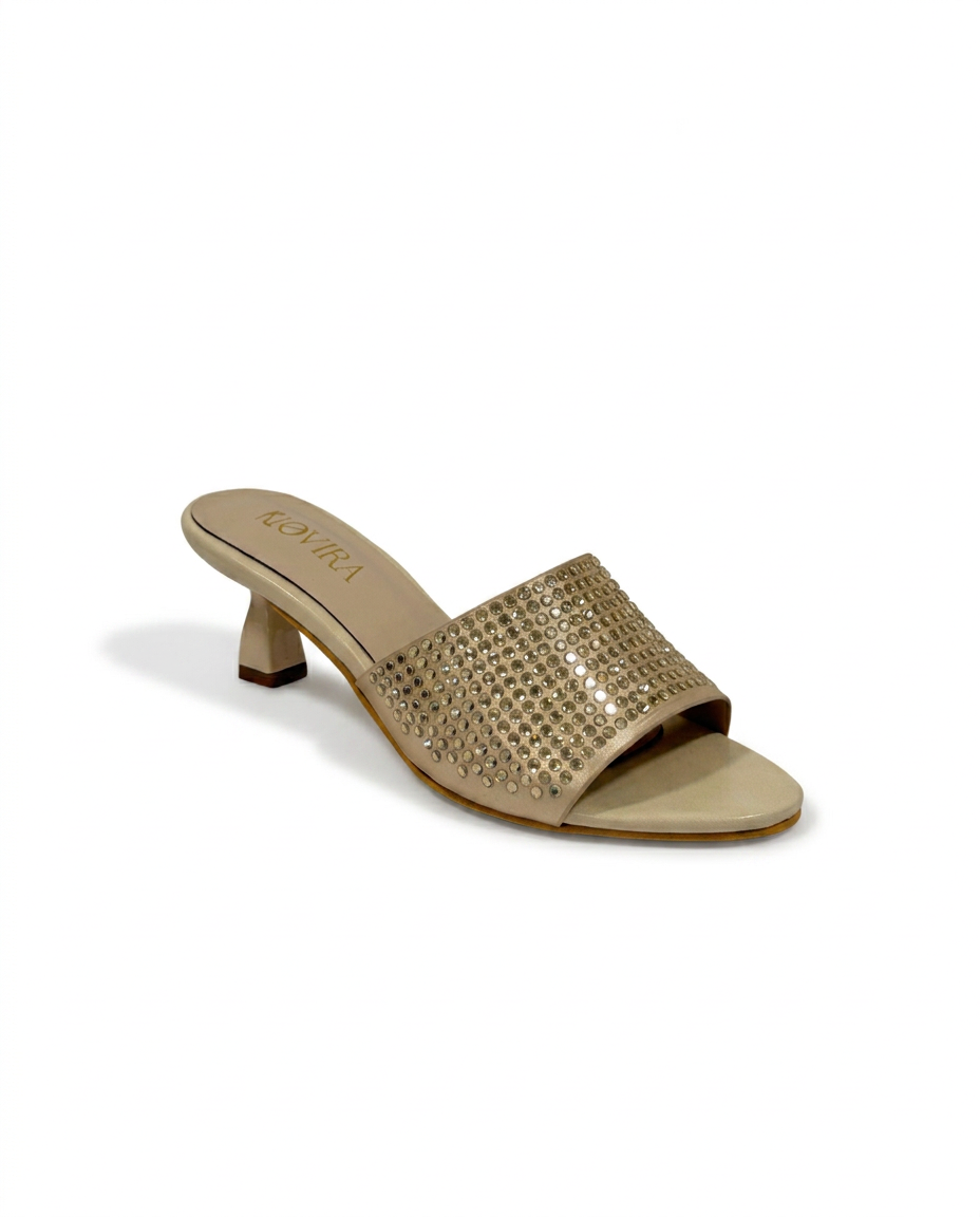 G12 — Rhinestone Kitten Heel Slide